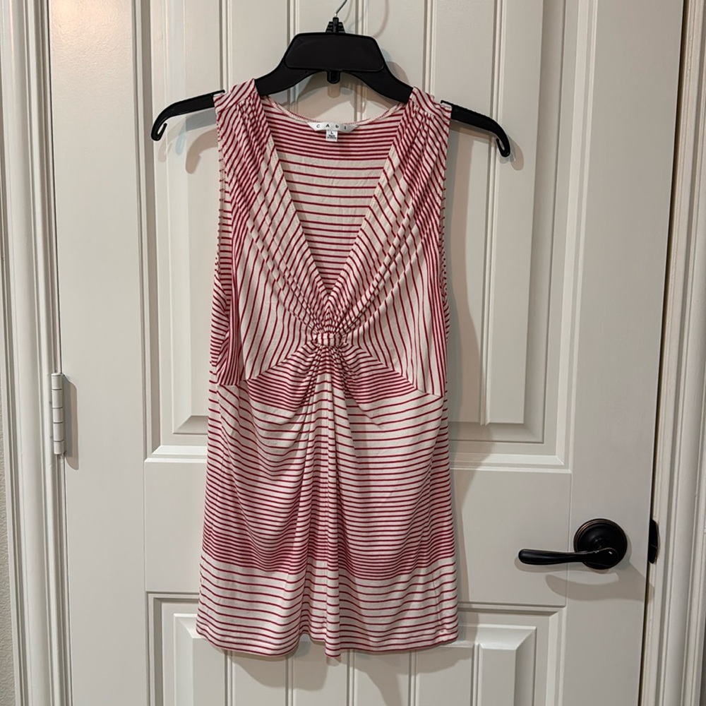 Red and White CAbi sleeveless top. Large.